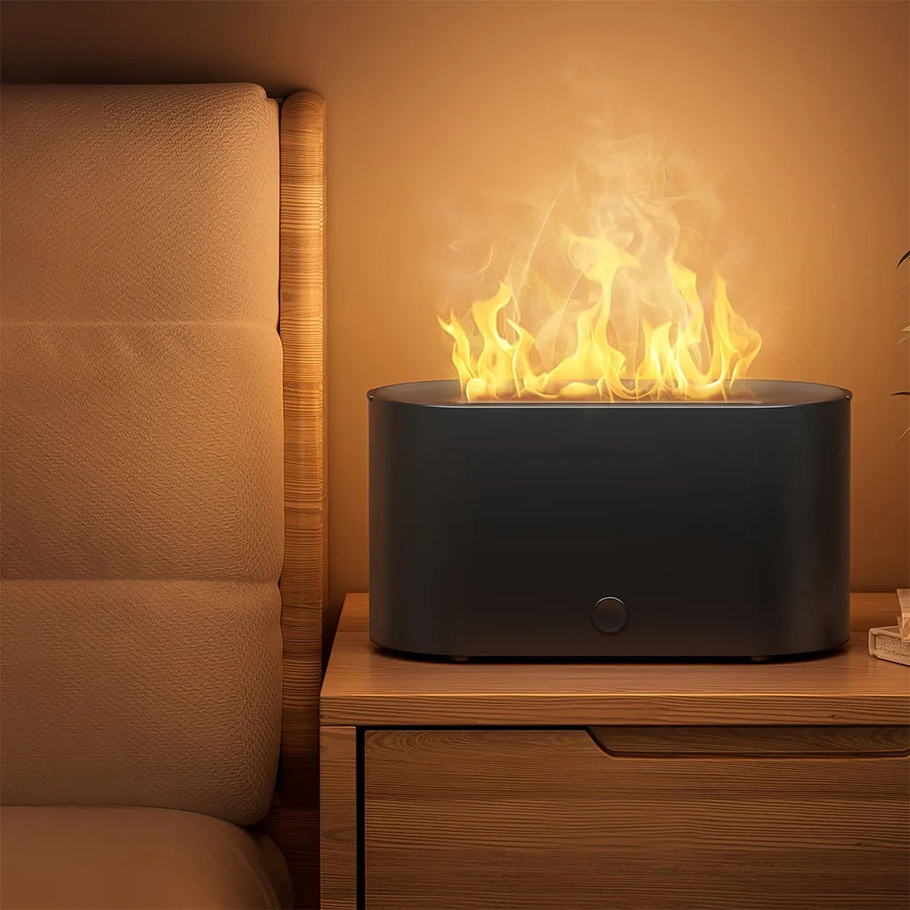 Humidifier Flame Aromatherapy Diffuser Can Add Essential Oils 7 Colour Flame Diffuser Timing USB Desktop Air Humidifier for Home